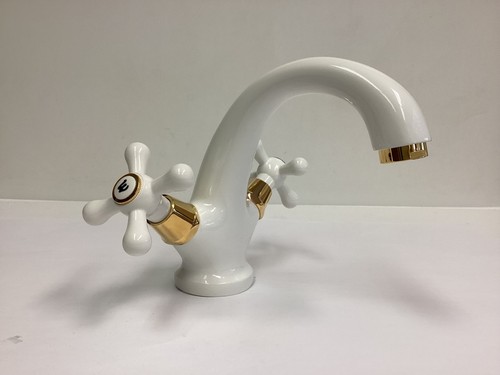 Rubinetto lavabo bianco oro - rubinetto, bianco/oro
