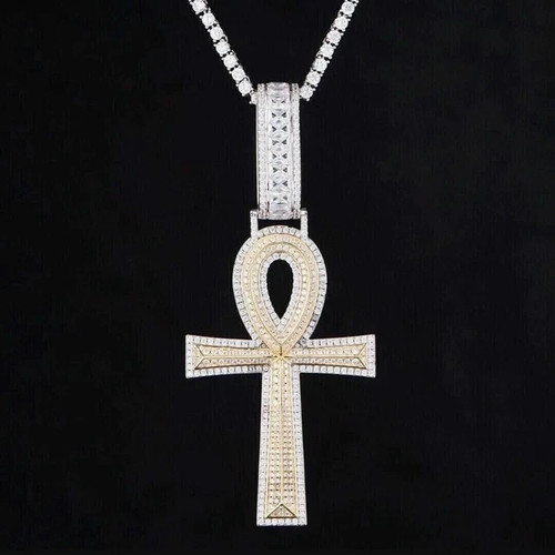 Ciondolo croce ankh - ciondolo, moissanite
